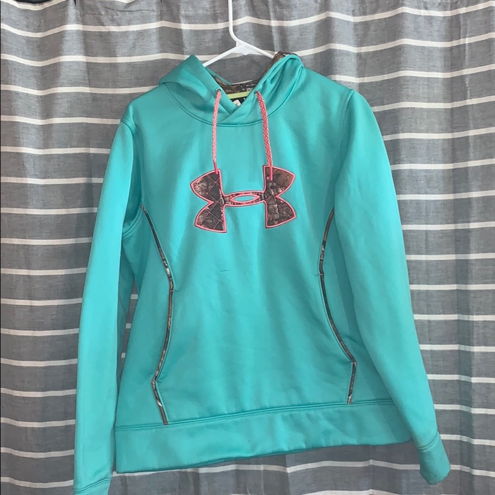 Teal real tree under armour storm sweatshirt